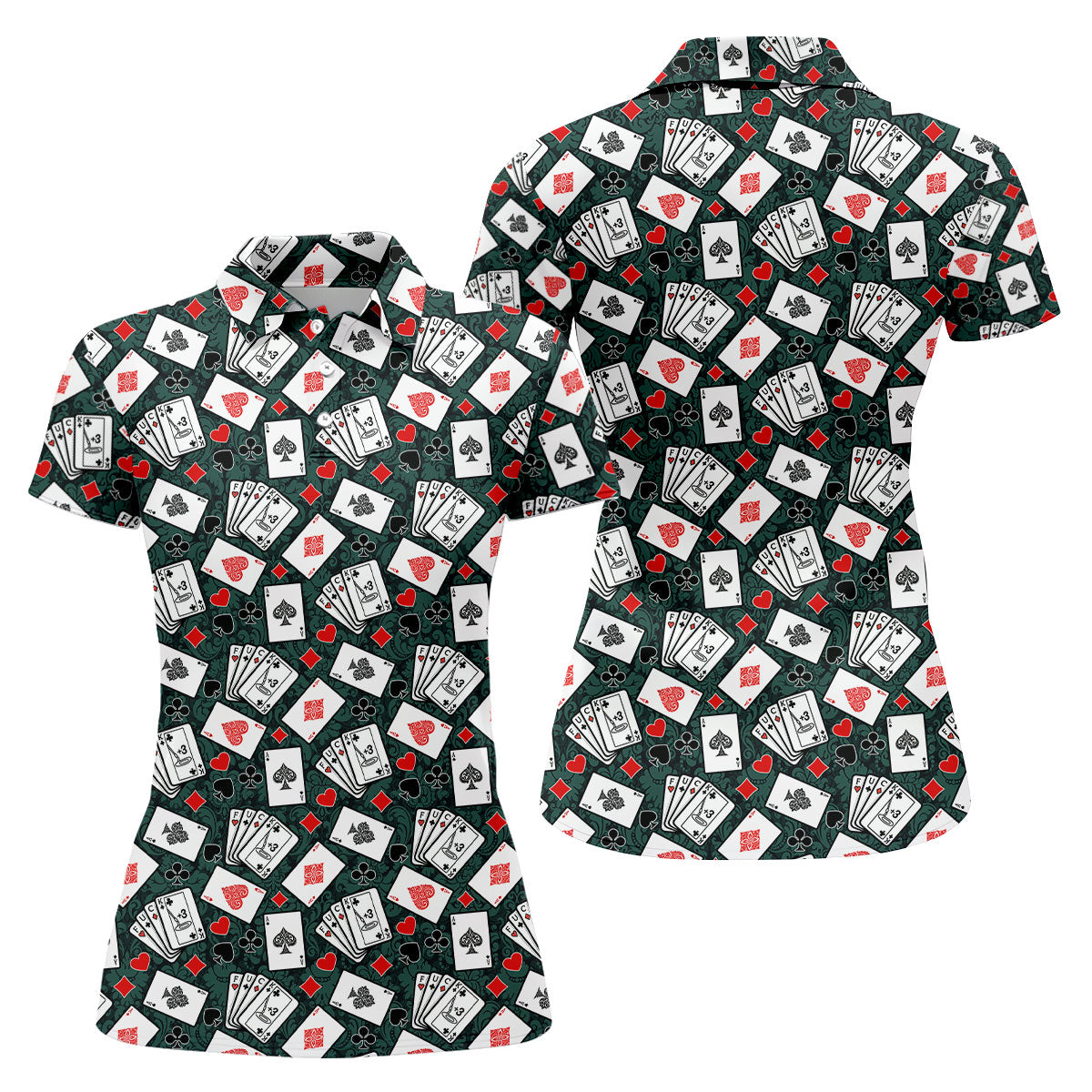Playing Cards Pattern Casino Themed Ladies Golf Shirts, Golf Shirt For Women, Ladies Golf Polos