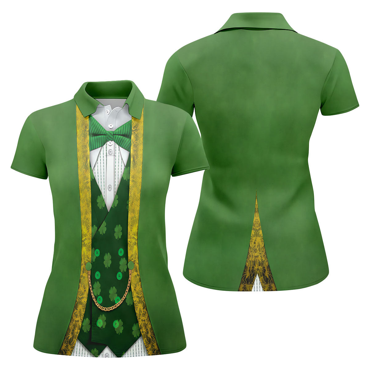 St Patrick's Day Leprechaun Costume Print Women's Golf Shirts, Ladies Golf Polos, Golf Shirt For Women