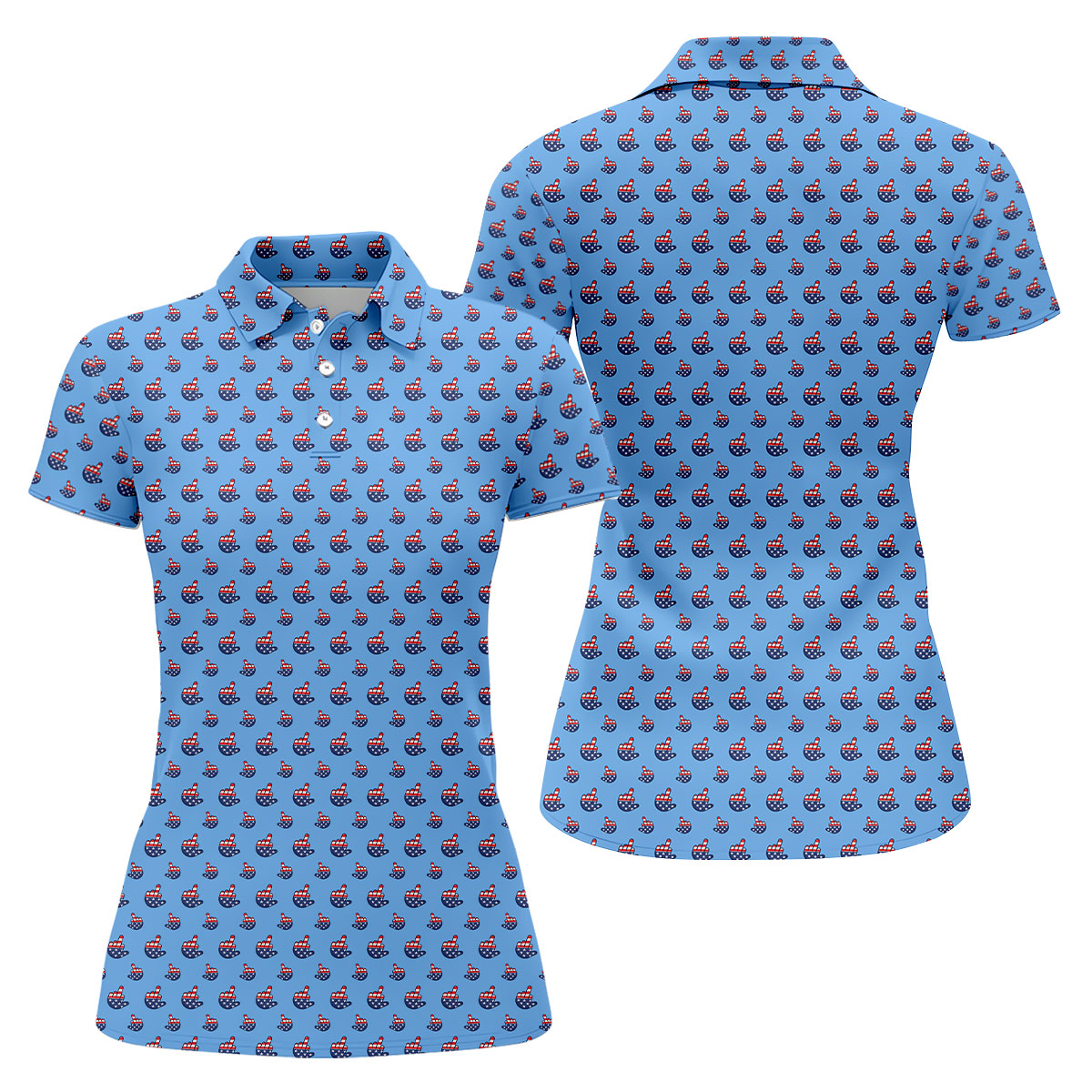Funny Middle finger US Flag Pattern 250th Anniversary Blue Golf Shirt, 4th Of July Women Golf Top