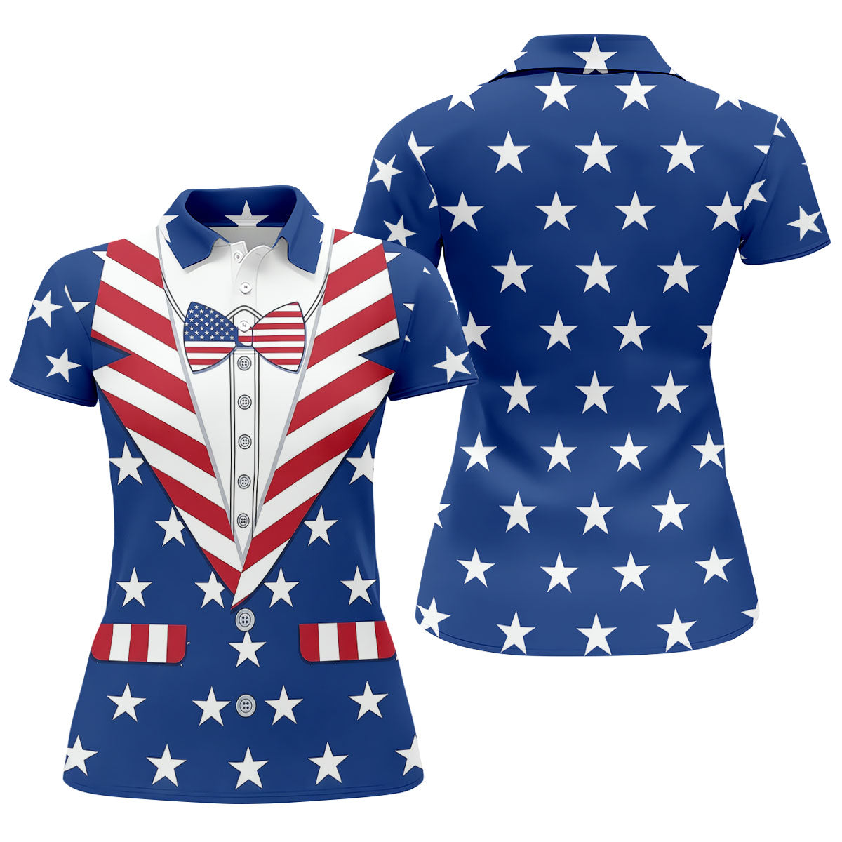 US Flag Costume Patriotic 4th Of July Golf Shirt, 250th Anniversary Golf Shirt For Women