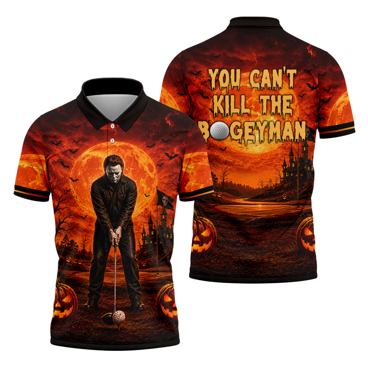You Can't Kill The Bogeyman Halloween Golf Polo Shirt, Golf Shirts For Men, Mens Golf Polo