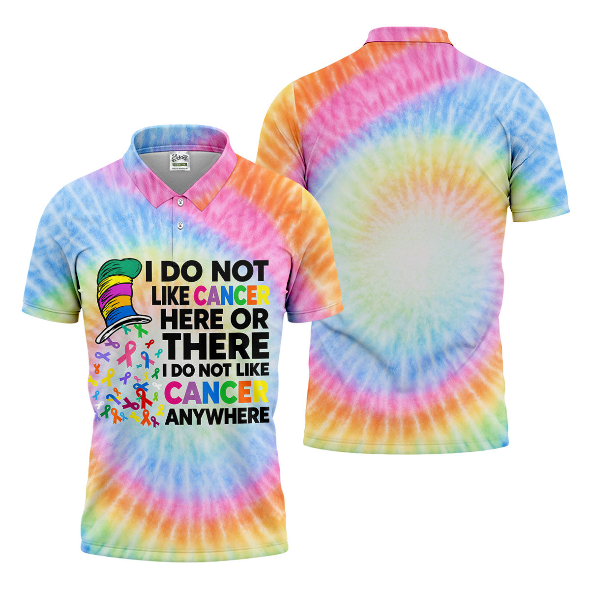 I Do Not Like Cancer Tie Dye Polo Shirt, Golf Polo Shirts For Men, Mens Golf Apparel