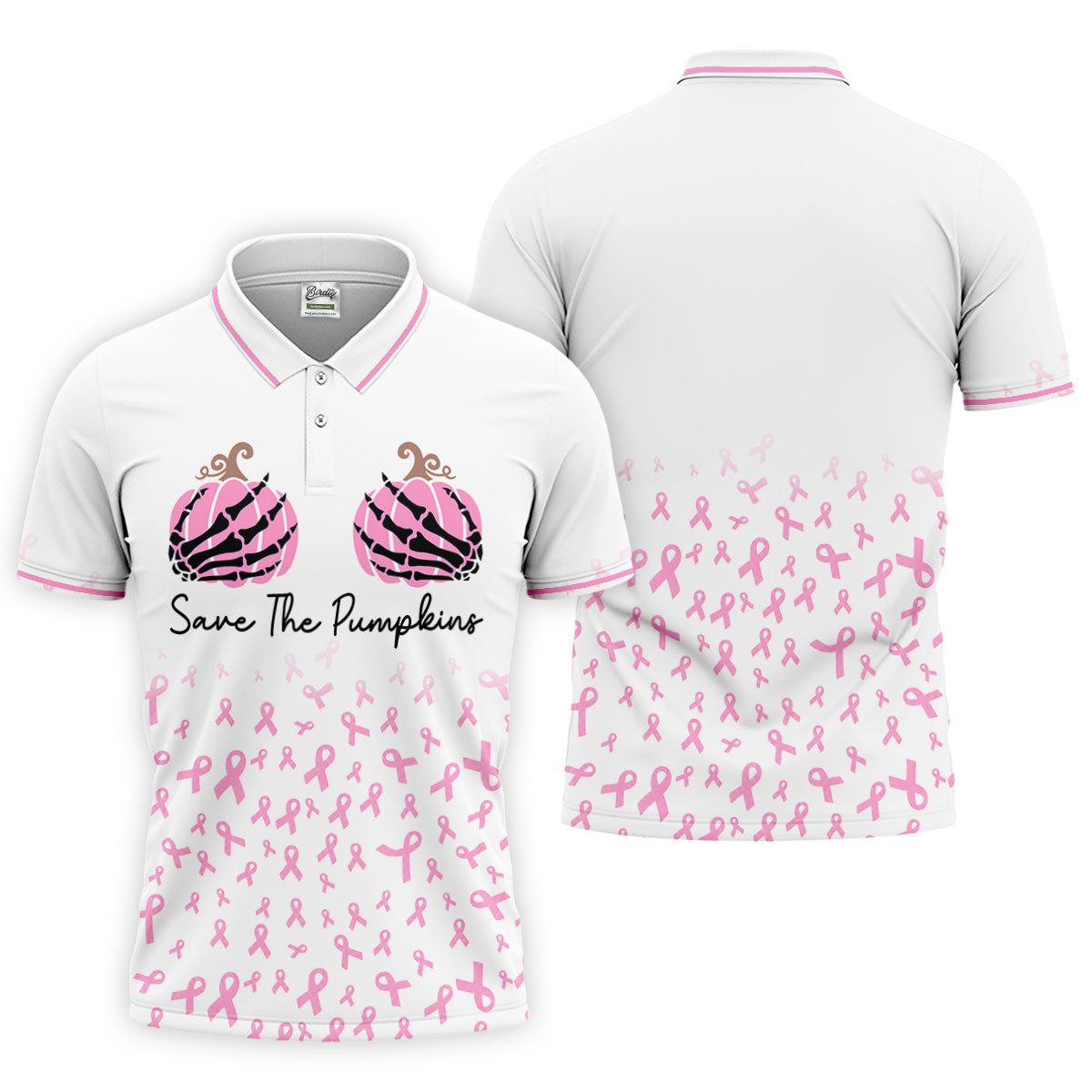 Save The Pumpkins Breast Cancer Polo Shirt, Mens Polo Shirts, Golf Apparel For Men