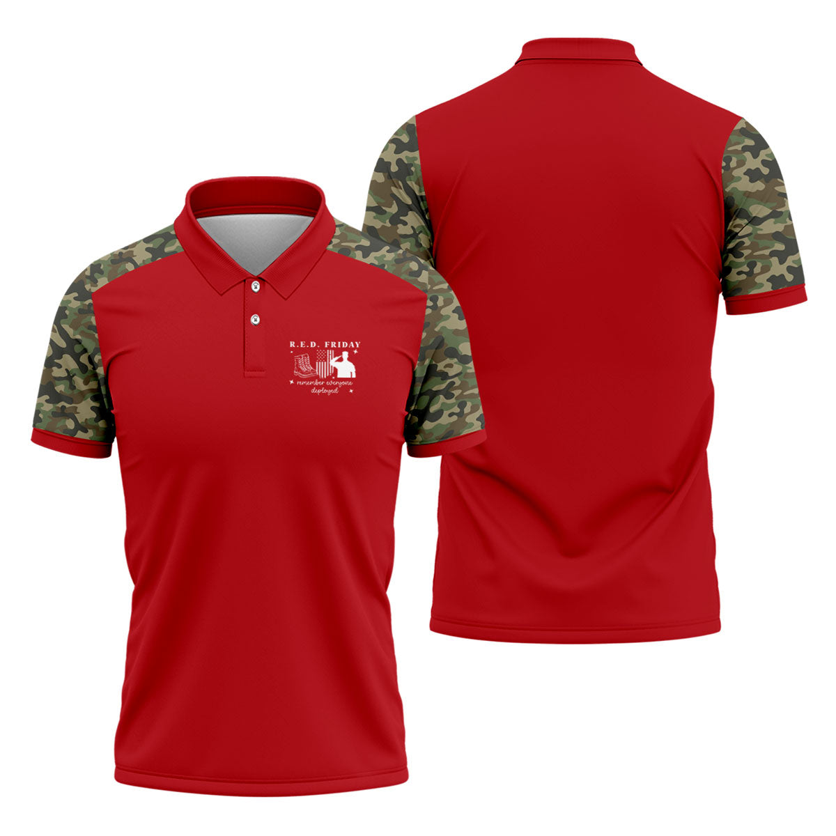 RED Friday Camo Red Patriotic 4th Of July Golf Shirt, 250th Anniversary Golf Shirts For Men