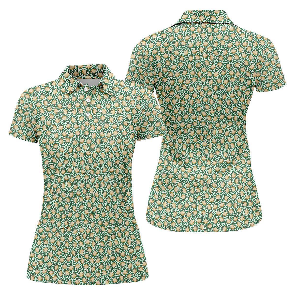 Sandwich Golf Course Seamless Pattern Performance Golf Shirt, Women Golf Top, Ladies Golf Shirts