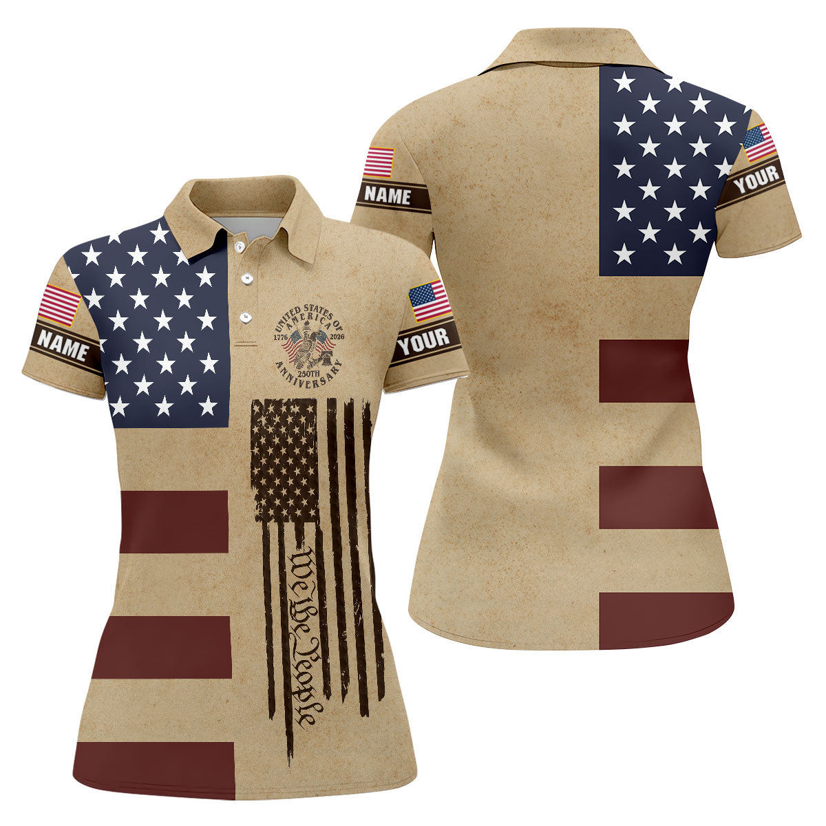 We The People 250th Anniversary Retro Golf Shirt, Patriotic 4th Of July Golf Shirt For Women