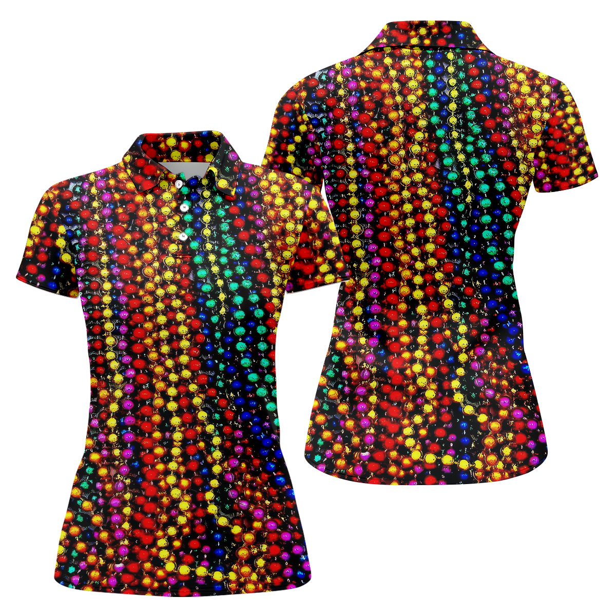 Colorful Beads Mardi Gras Golf Shirt, Women's Golf Shirts, Ladies Golf Polos, Golf Shirt For Women