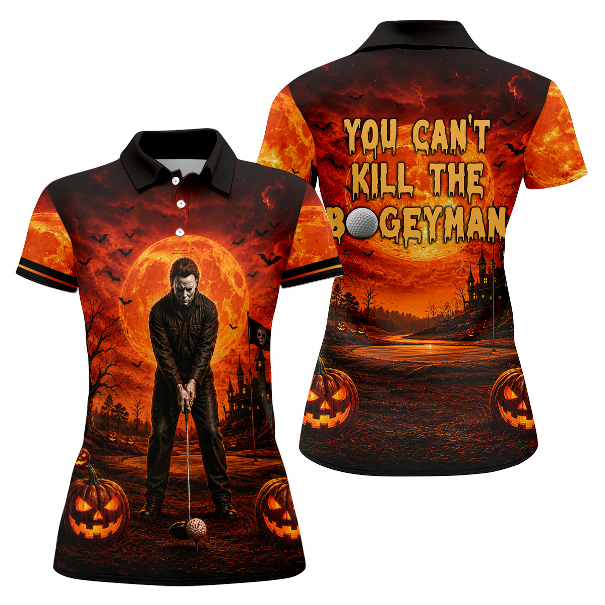 You Can't Kill The Bogeyman Halloween Golf Polo Shirt, Women’s Golf Polo, Womens Golf Tops