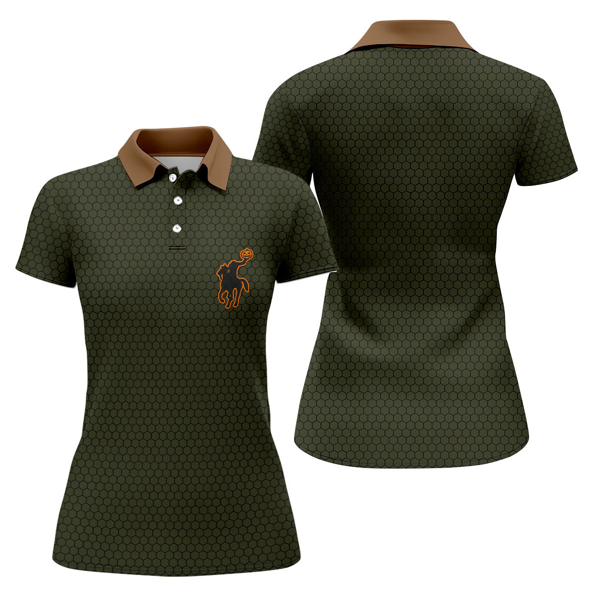 Pumpkin Rider Halloween Horror Character Polo Shirt, Womens Golf Tops, Womens Golf Apparel