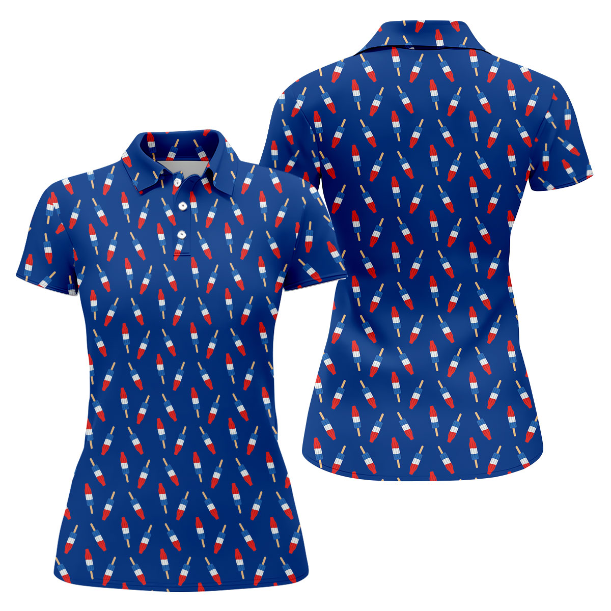 Red White Blue Patriotic Popsicles 4th Of July Golf Shirt, 250th Anniversary Golf Shirt For Women