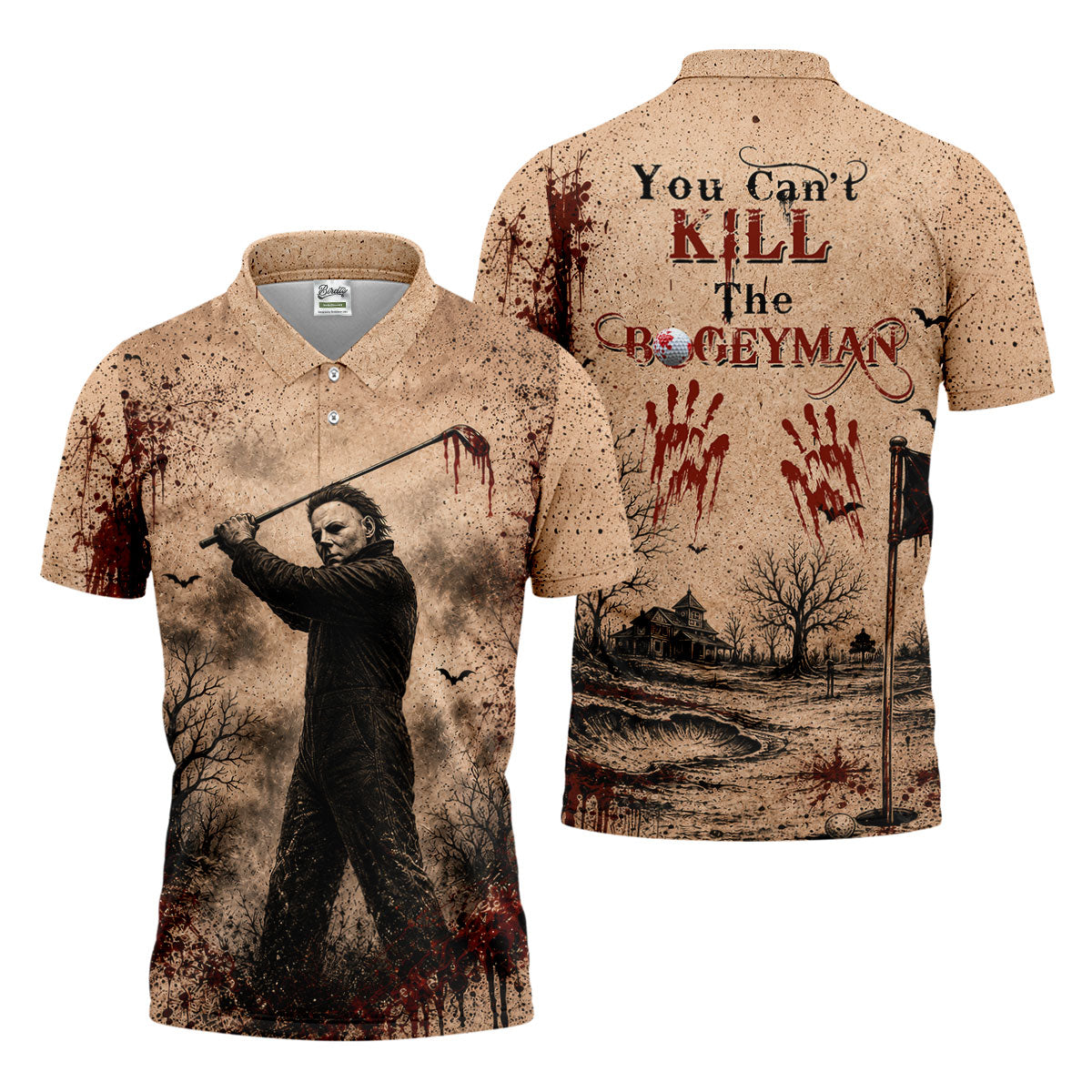 You Can't Kill The Bogeyman Halloween Golf Polo Shirt, Mens Golf Polo, Printed Golf Shirts