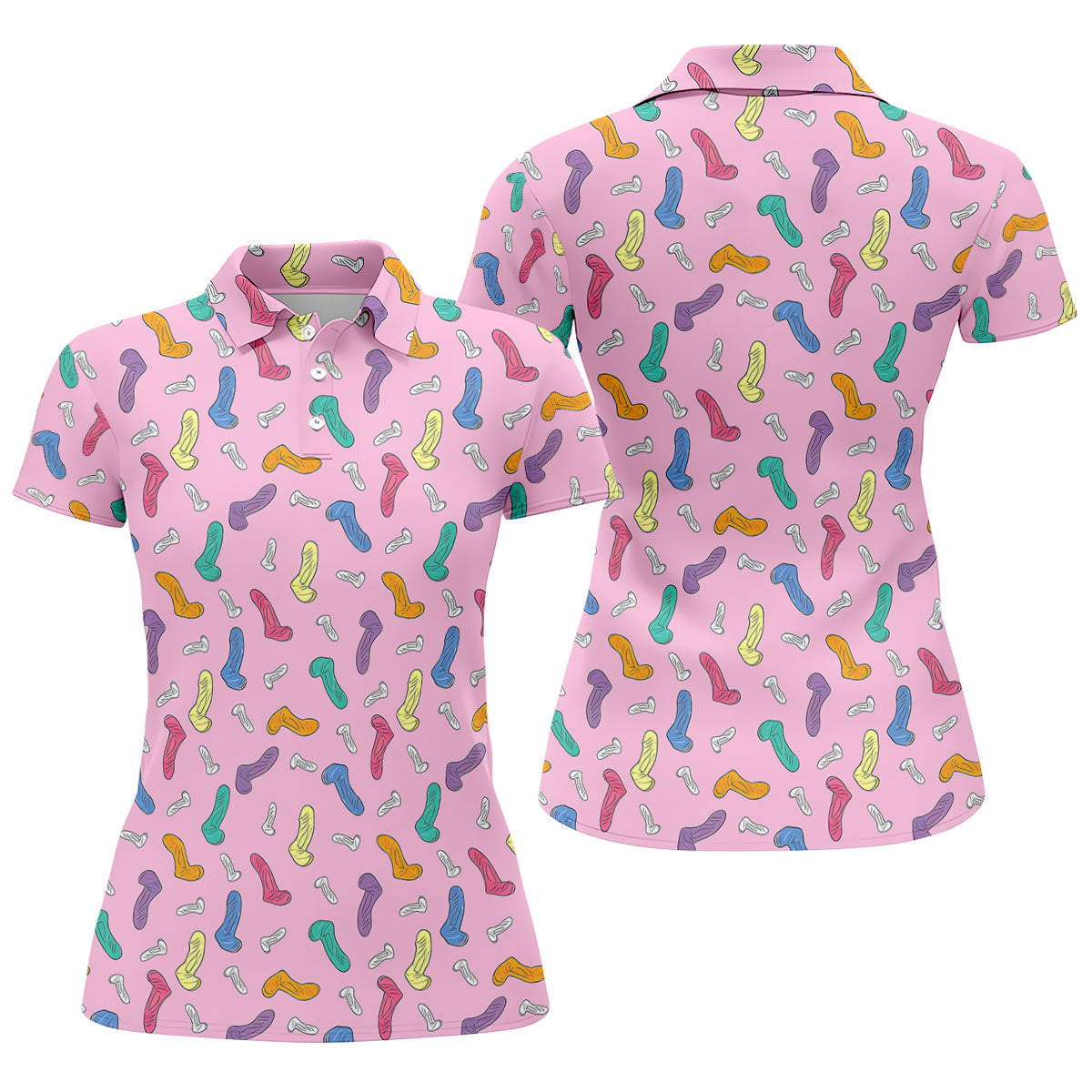 Funny Adult Novelty Pink Pattern Golf Shirt, Ladies Golf Tops, Women’s Golf Apparel