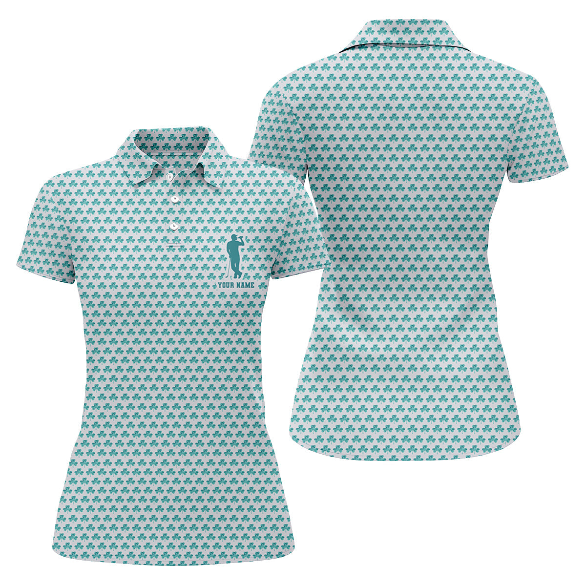 St Patrick's Day Shamrock Golf And Beer Blue And White Golf Shirt, Women's Golf Tops, Ladies Golf Polos