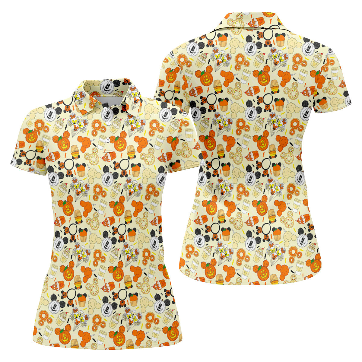 Cute Halloween Pattern Ladies Golf Polos, Sweet Spooky Women's Golf Tops, Halloween Golf Shirt