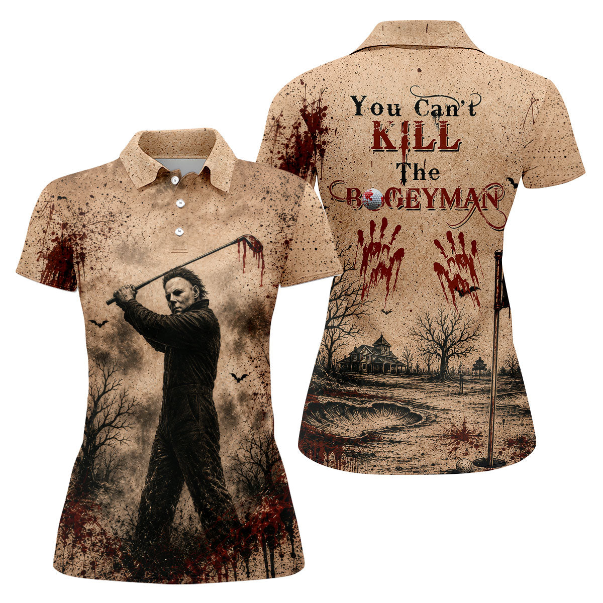 You Can't Kill The Bogeyman Halloween Golf Polo Shirt, Ladies Golf Shirt, Womens Golf Tops