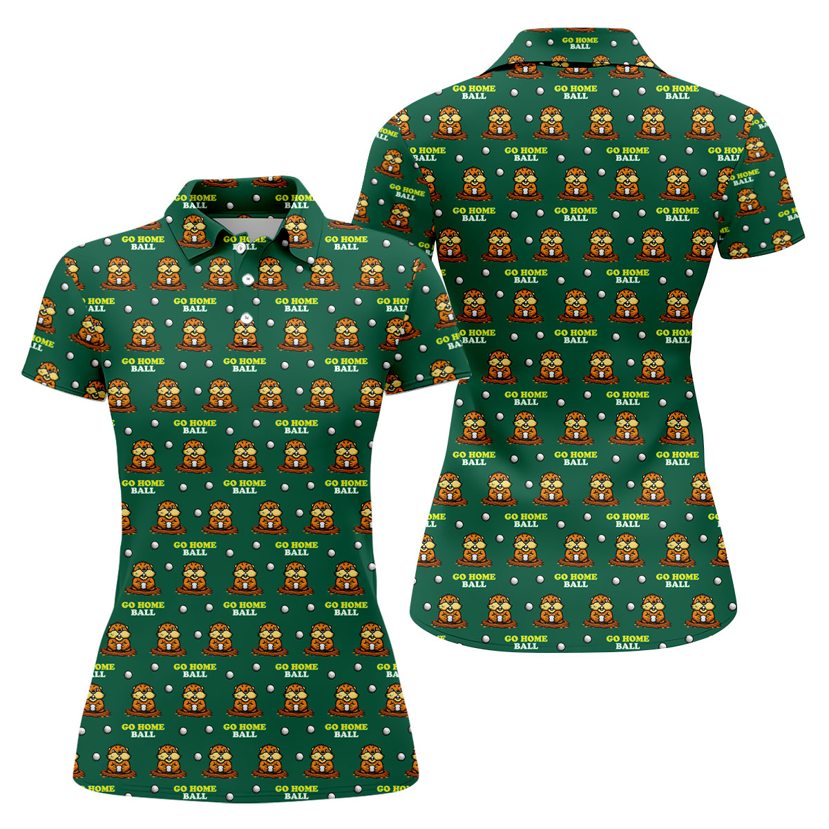 Go Home Ball Funny Groundhog Women's Golf Tops, Ladies Golf Shirts, Golf Shirt For Women
