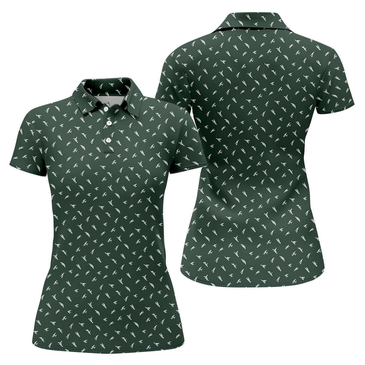Naughty Position Dark Green Fun Women's Golf Shirts, Valentines Golf Gift, Ladies Golf Polos