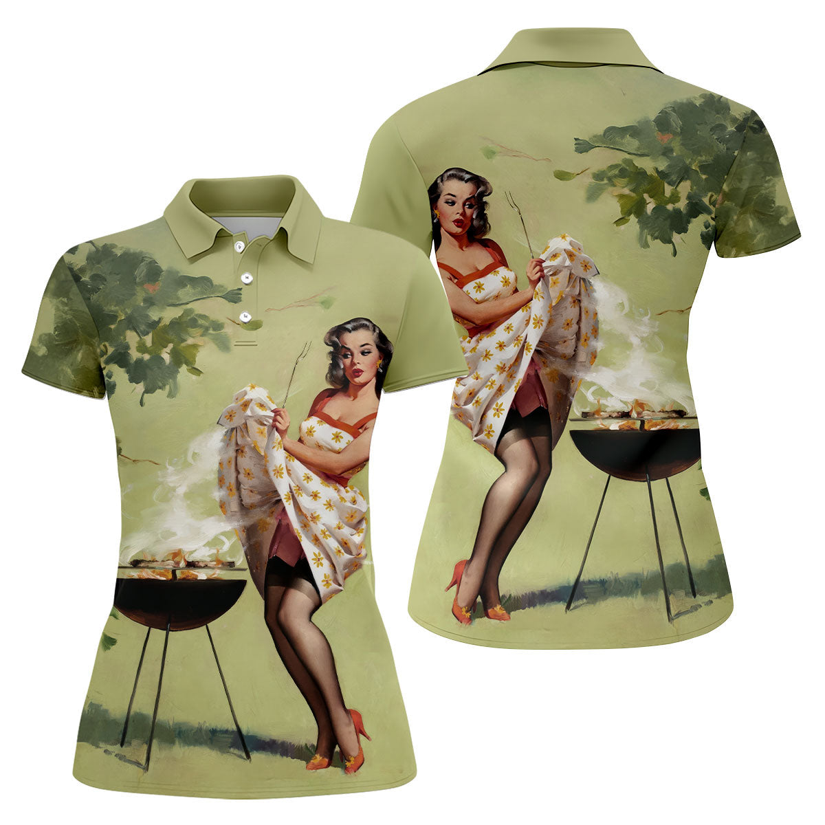 Hot Beauty Fun Women's Golf Shirts, Retro Golf Shirt, Golf Shirt For Women, Ladies Golf Shirts