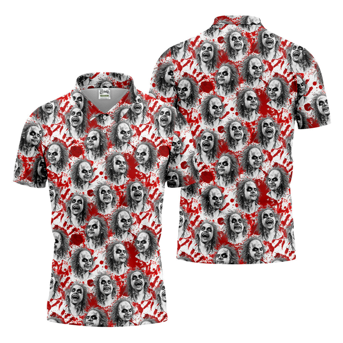 Halloween Horror Character Faces Polo Shirt, Polo Shirts For Men, Mens Golf Shirts