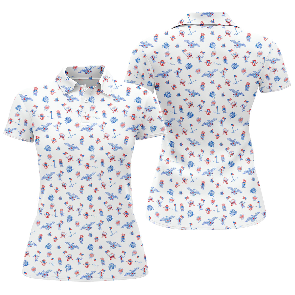 Funny Uncle Sam Eagle Golf Flag All-Over Print 4th of July, 250 Years USA Patriotic Golf Shirt, 4th Of July Golf Shirt, Golf Tops For Women, Golfing Apparel