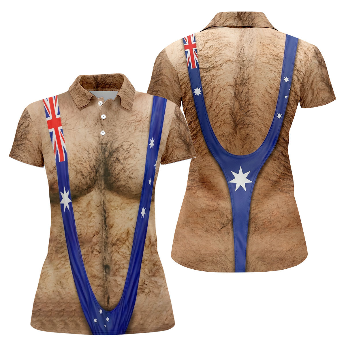 Australia Flag Print Fun Golf Shirt, Ladies Golf Tops Australia, Golf Shirt For Women
