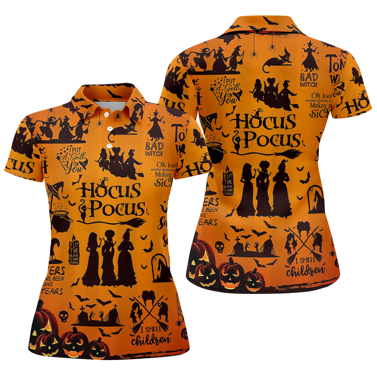 Hocus Pocus Horror Character Halloween Golf Polo Shirt, Witch Shirt, Women's Golf Polo
