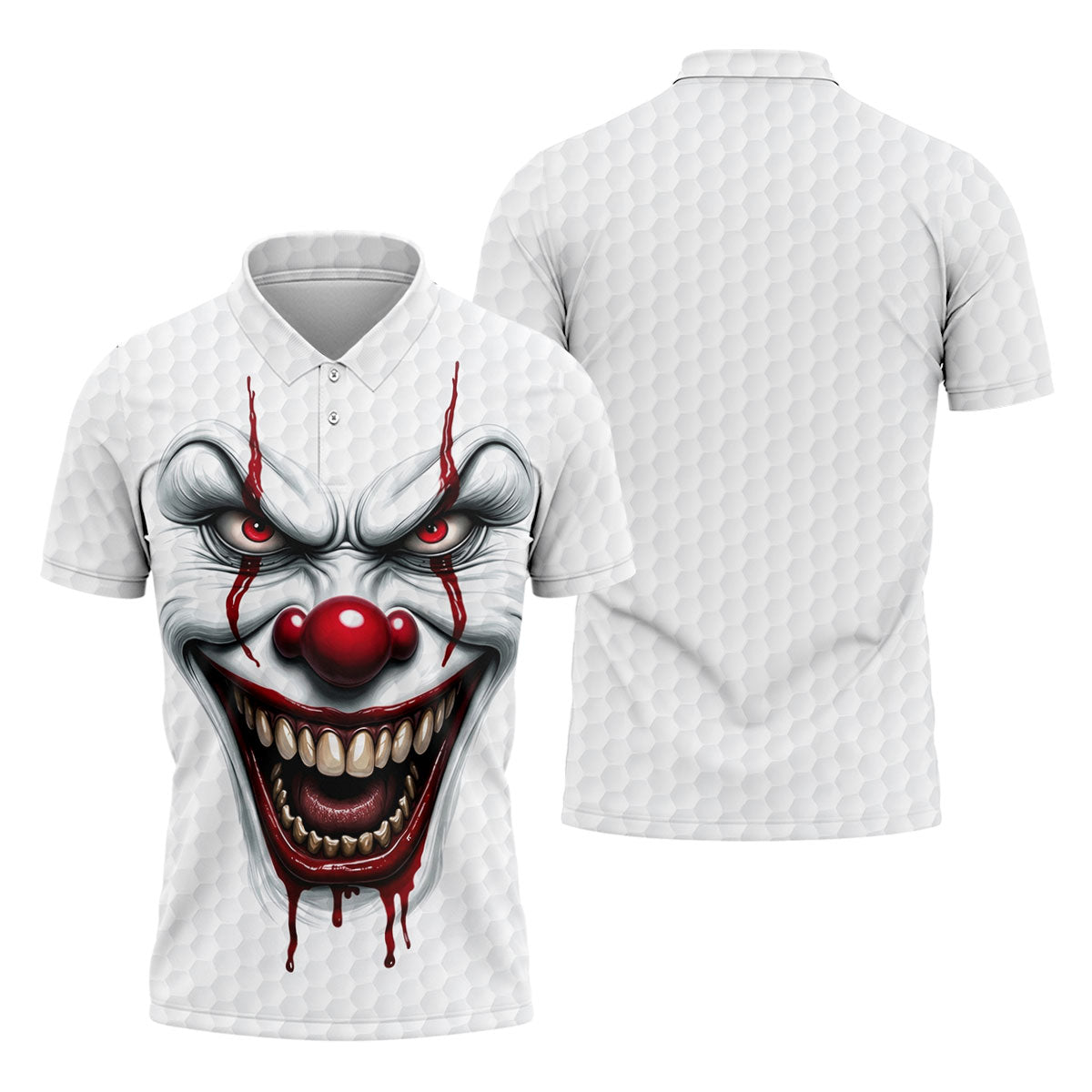 Clown Horror Character Golf Ball Halloween Polo Shirt, Men's Golf Shirt, Mens Golf Polo