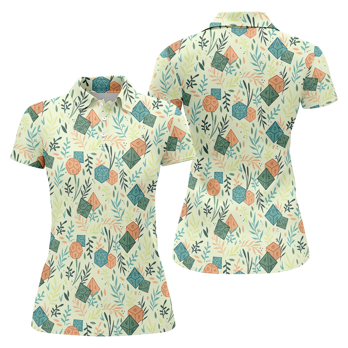 Polyhedral Dice Dragon Game Tropical Vibe Women's Golf Tops, Women's Polo Shirt, Ladies Golf Shirts