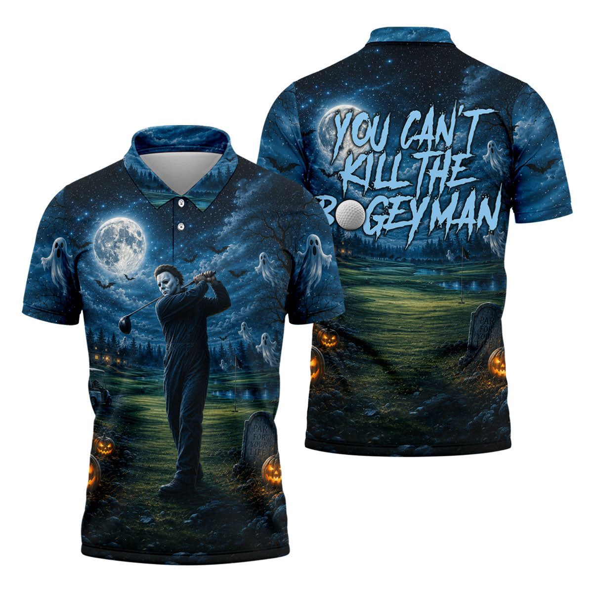 You Can't Kill The Bogeyman Halloween Ghost Polo Shirt, Mens Golf Shirts, Mens Polo Shirts