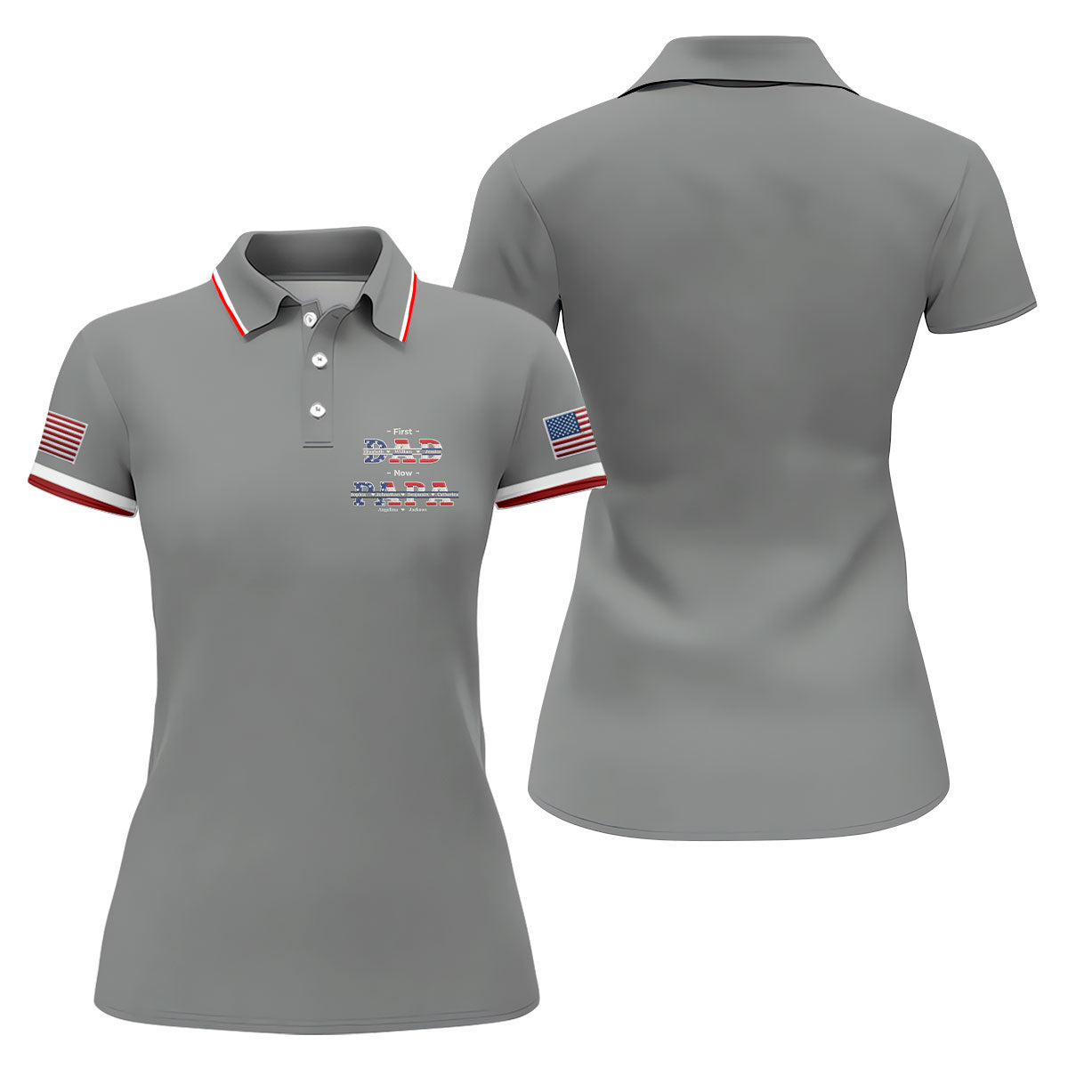 Gray First Dad Now Grandpa Golf Polo Shirt, Golf Polo For Women, Women’s Golf Apparel