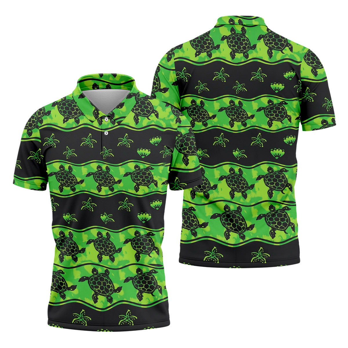 Sea Turtles Sea Creatures Pattern Hawaiian Golf Shirt, Polo Shirts For Men, Golfing Apparel