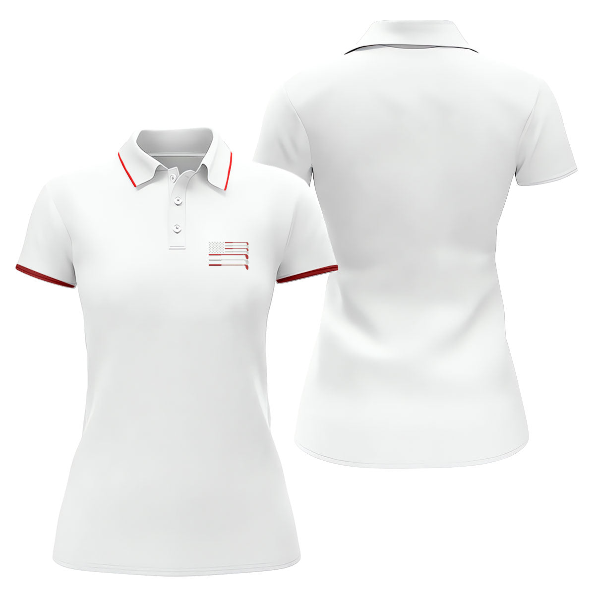 Golf Clubs US Flag Logo 250 Years White Golf Shirt, Patriotic 4th Of July Golf Shirt For Women