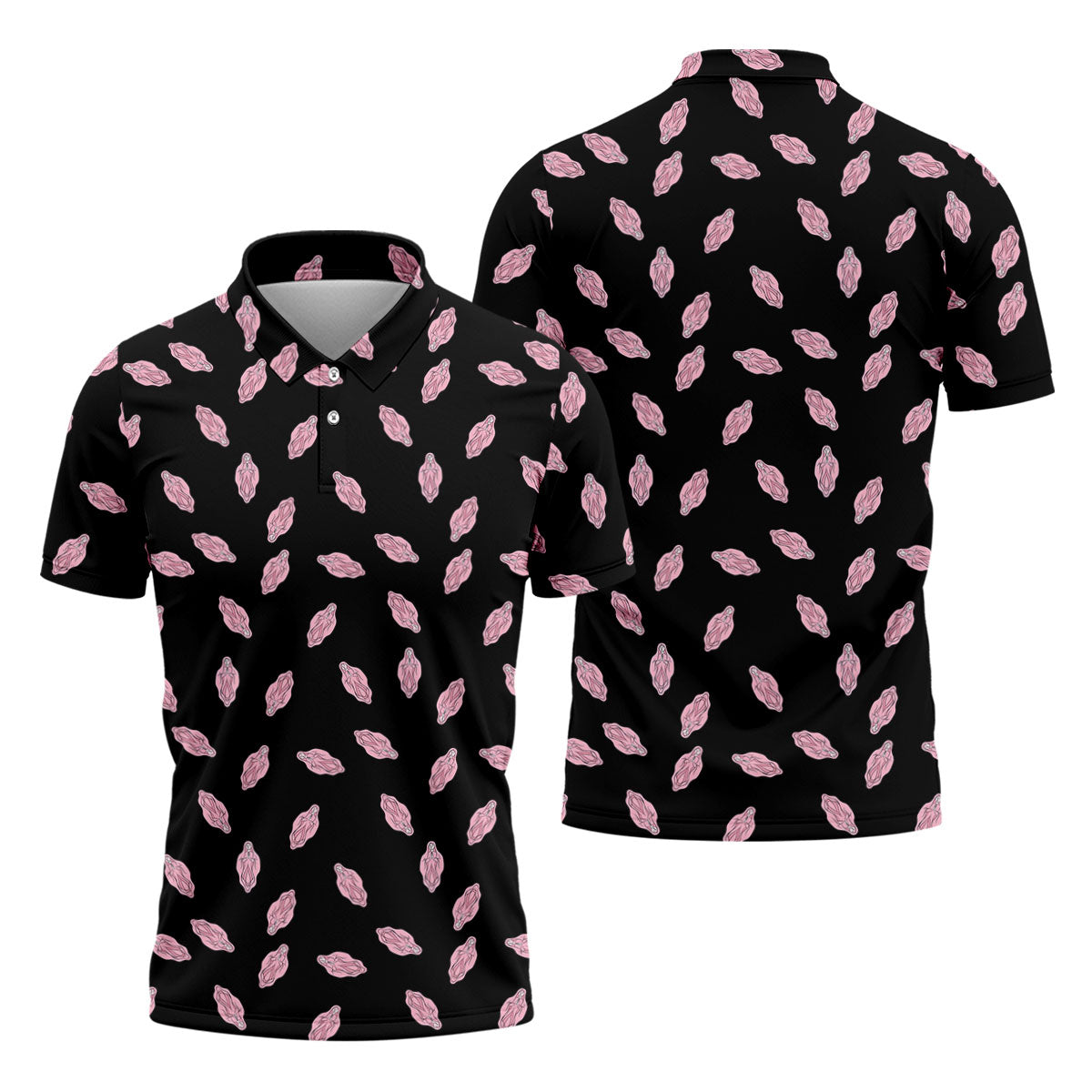 Funny Pink Adult Humor Pattern Polo Shirt, Mens Golf Polo, Golf Polo Shirts For Men