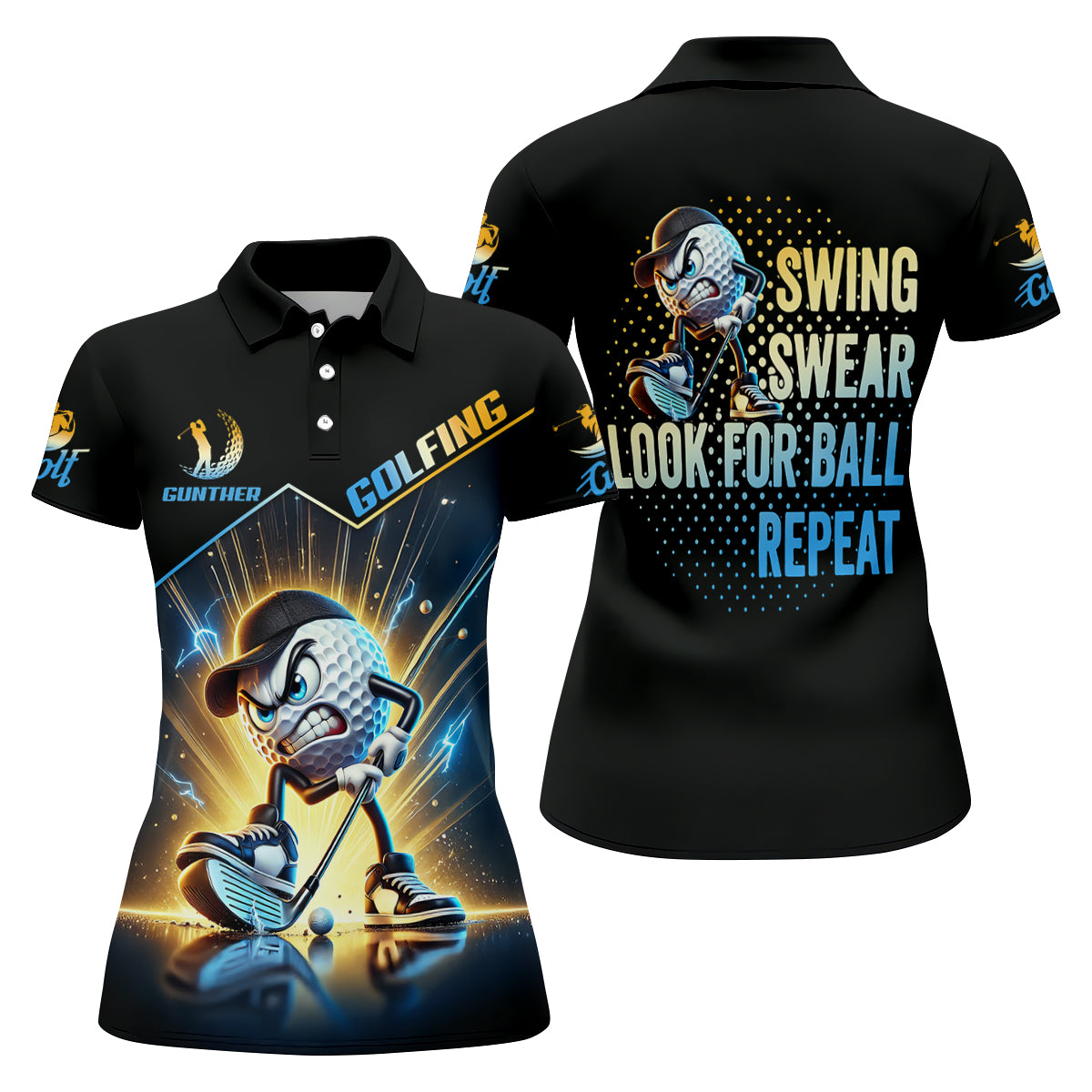 Swing Swear Look For Ball Repeat Fun Golf Shirt, Golf Shirt For Women, Ladies Golf Shirts