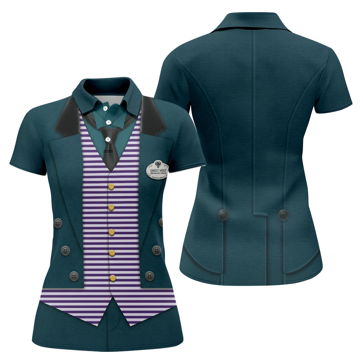 Ghostly Butler Costume Halloween Polo Shirt, Ladies Golf Shirt, Women’s Golf Polo
