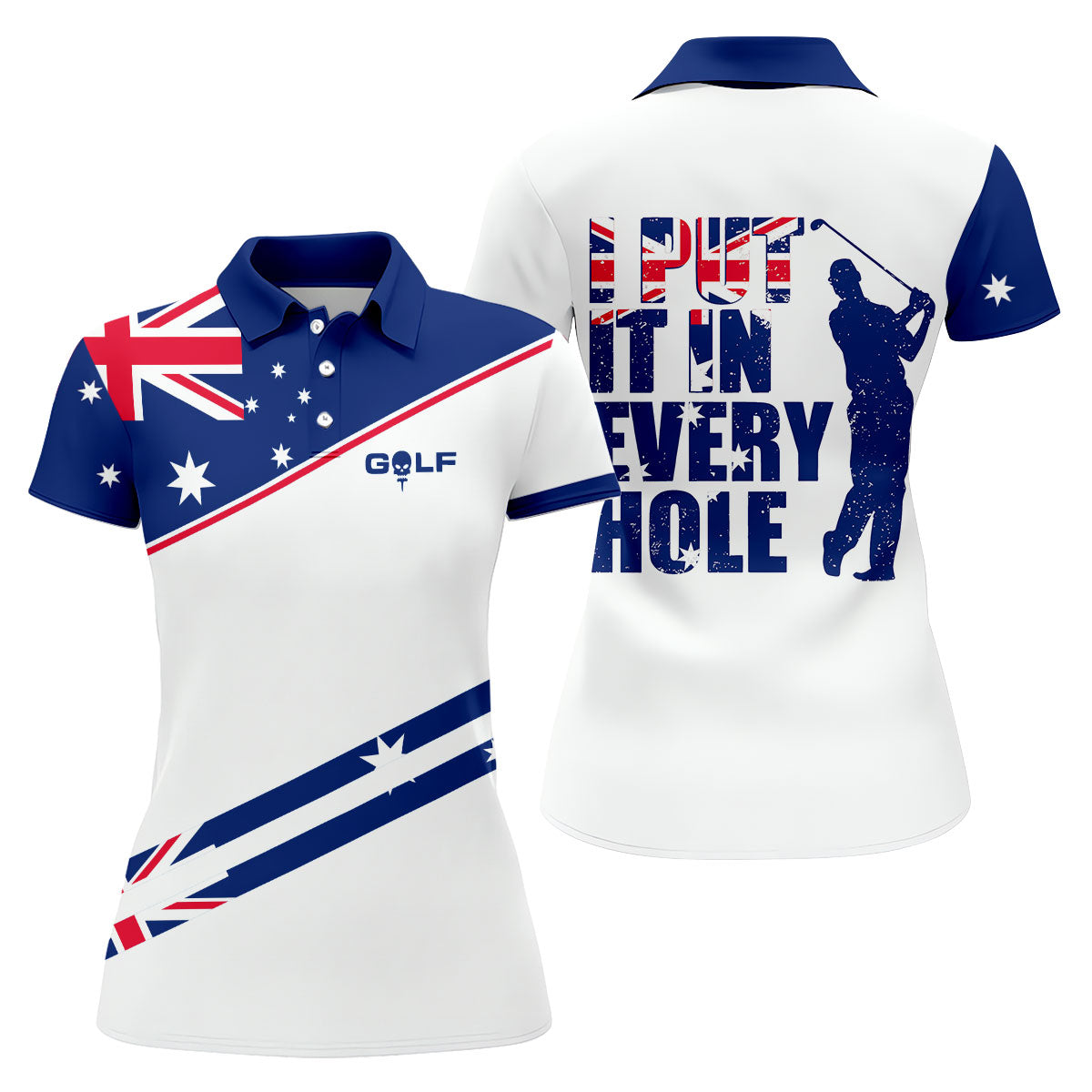 I Put It In Every Hole Australia Flag Print Fun Golf Shirt, Ladies Golf Tops Australia, Golf Shirt For Women