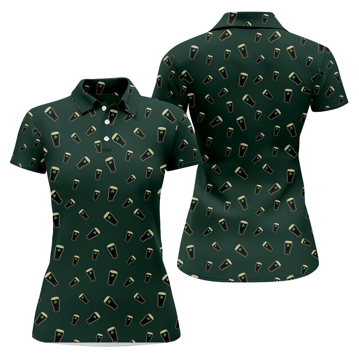 Dark Stout Beer St Patrick's Day Green Shamrock Golf Shirt, Ladies Golf Tops, Golf Shirt For Women