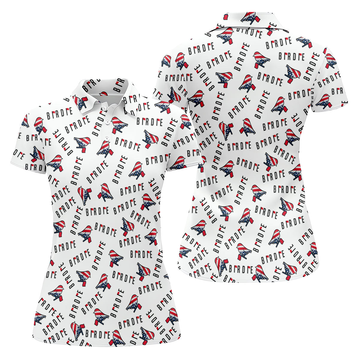 American Flag Pattern Patriotic 4th Of July Ladies Golf Shirts, 250th Anniversary Golf Shirt For Women