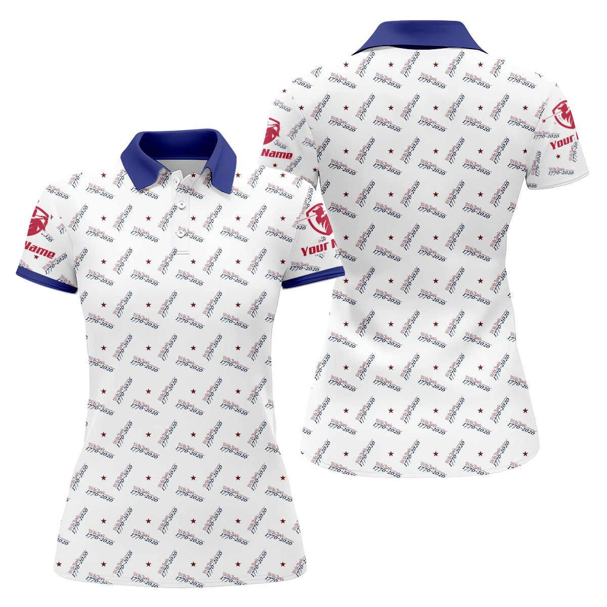 We The People 1776-2026 White Golf Shirt, 250th Anniversary Patriotic Golf Shirt, Women's Golf Tops, Ladies Golf Polos