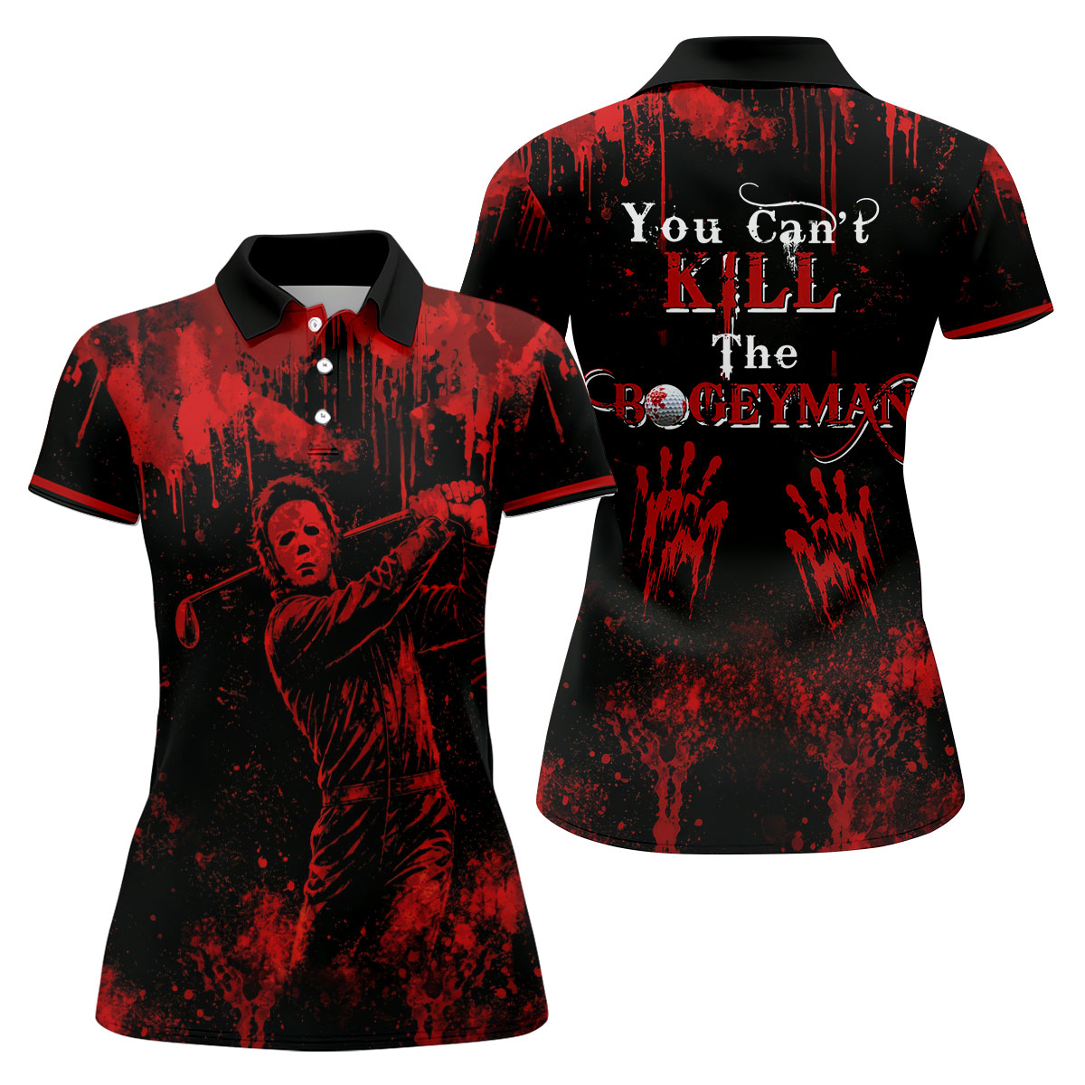You Cant Kill The Bogeyman Horror Character Polo Shirt, Halloween Shirt, Women's Golf Polo
