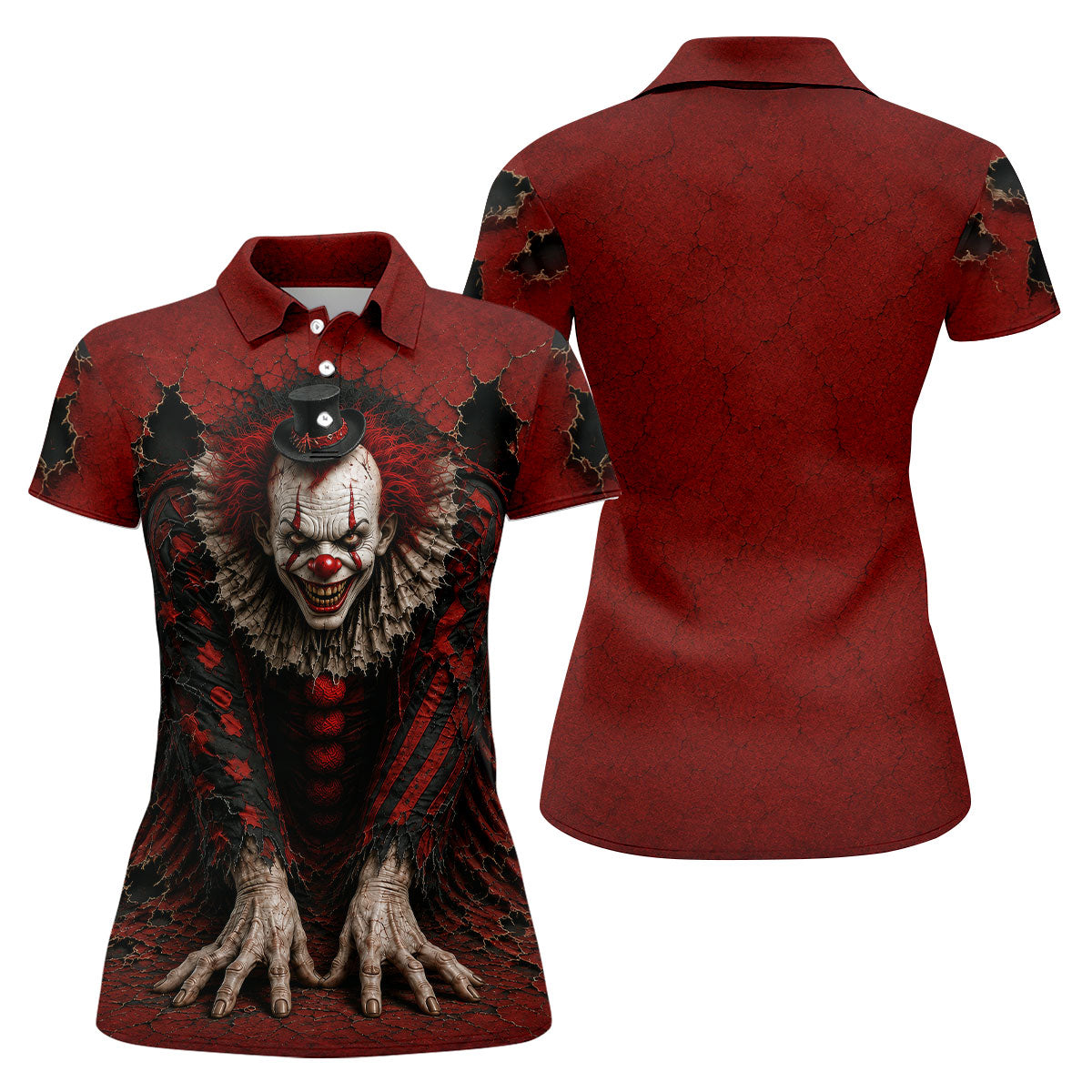 Top Hat Horror Character Halloween Golf Shirt, Women's Golf Polo, Ladies Golf Shirts