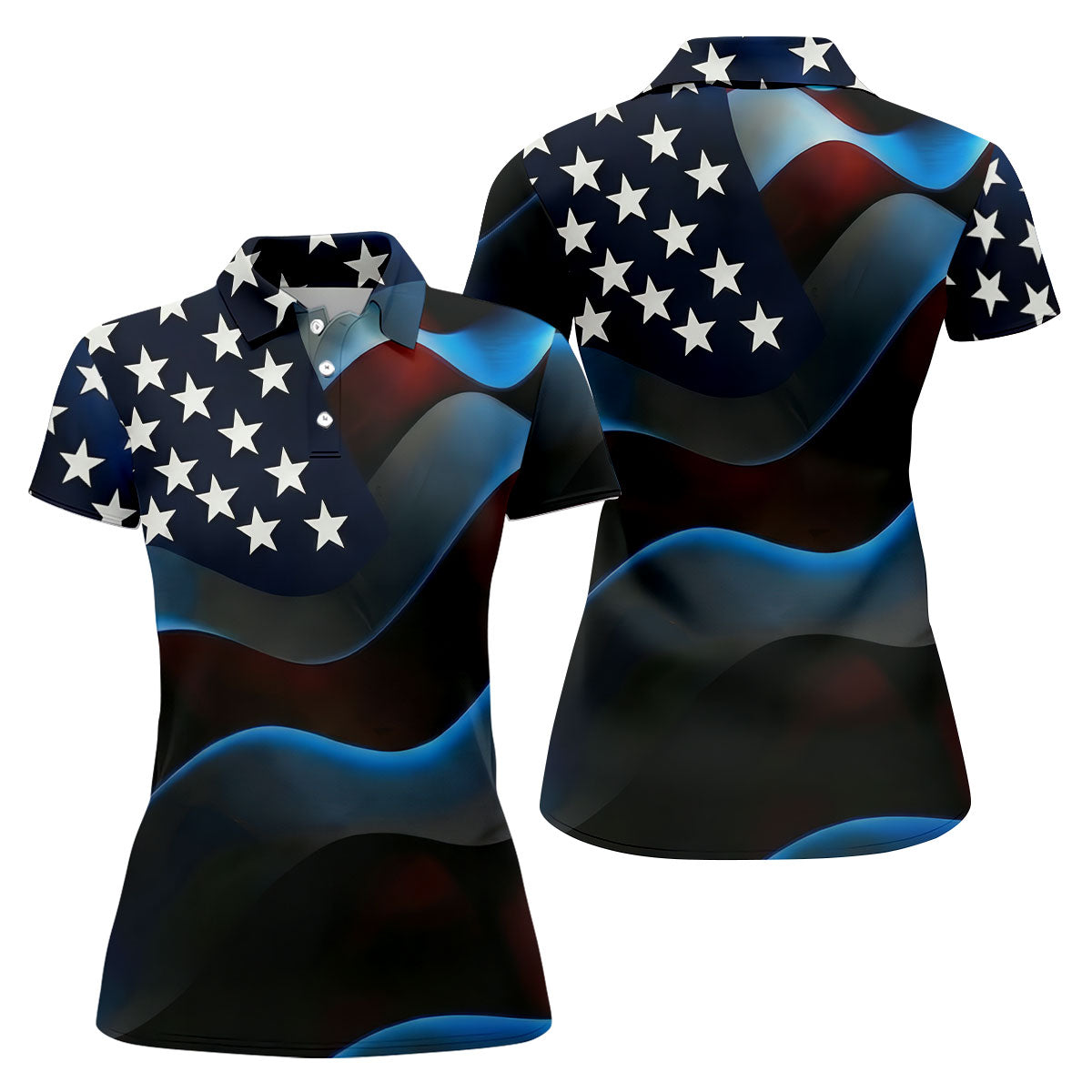 Patriotic American Flag 250th Anniversary Women's Golf Tops, Ladies Golf Shirts, Women's Polo Shirt