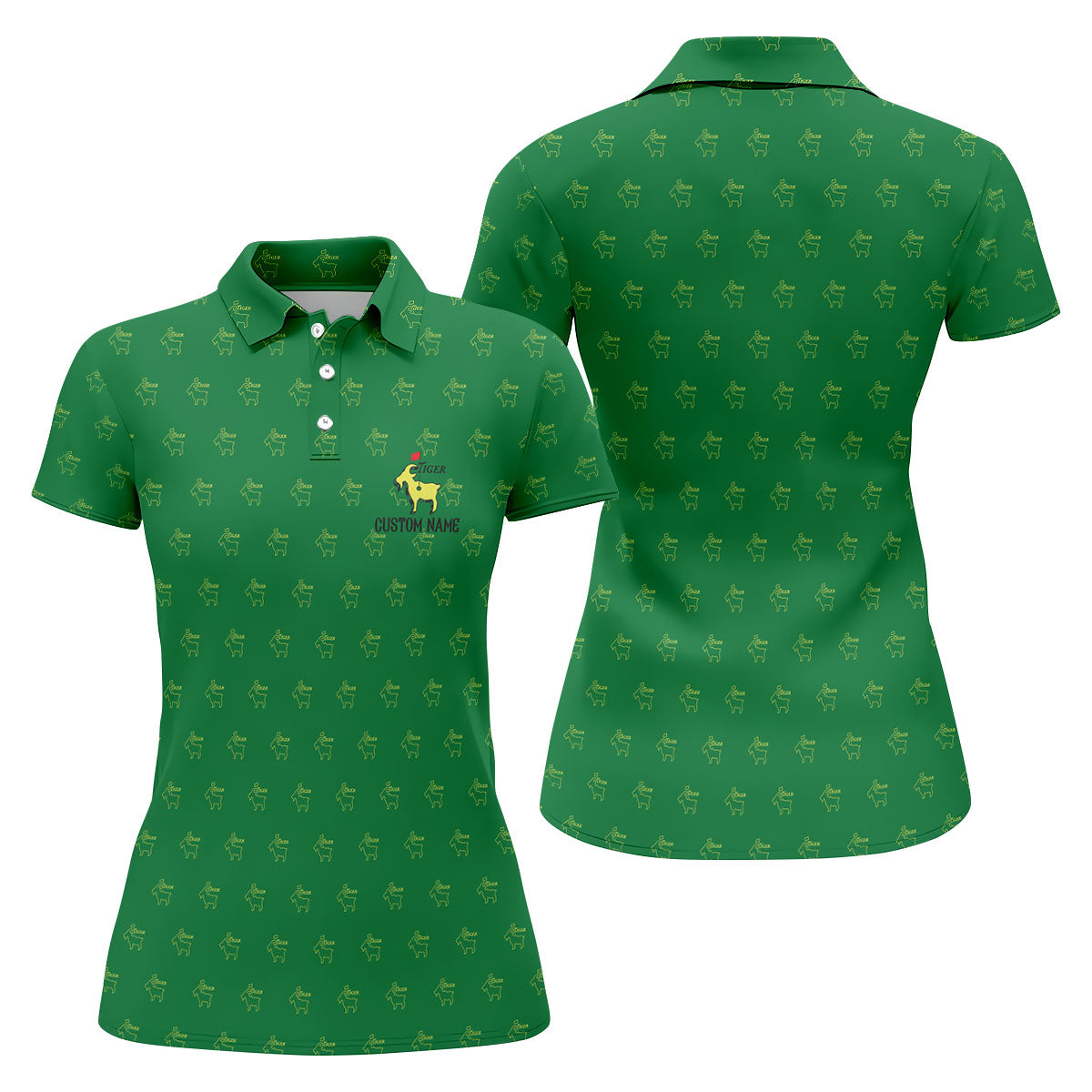 Tiger Woods Golf Tournament Goat Seamless Pattern Performance Golf Shirt, Women Golf Top