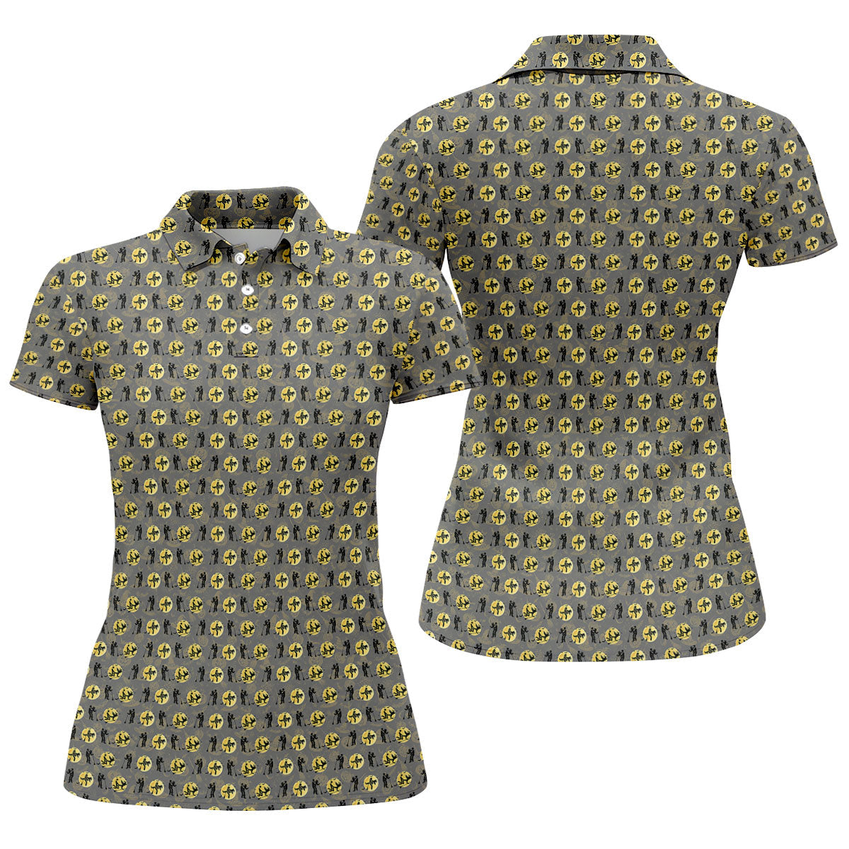 Halloween Horror Character Golf Pattern Polo Shirt, Ladies Golf Shirt, Golf Tops For Women