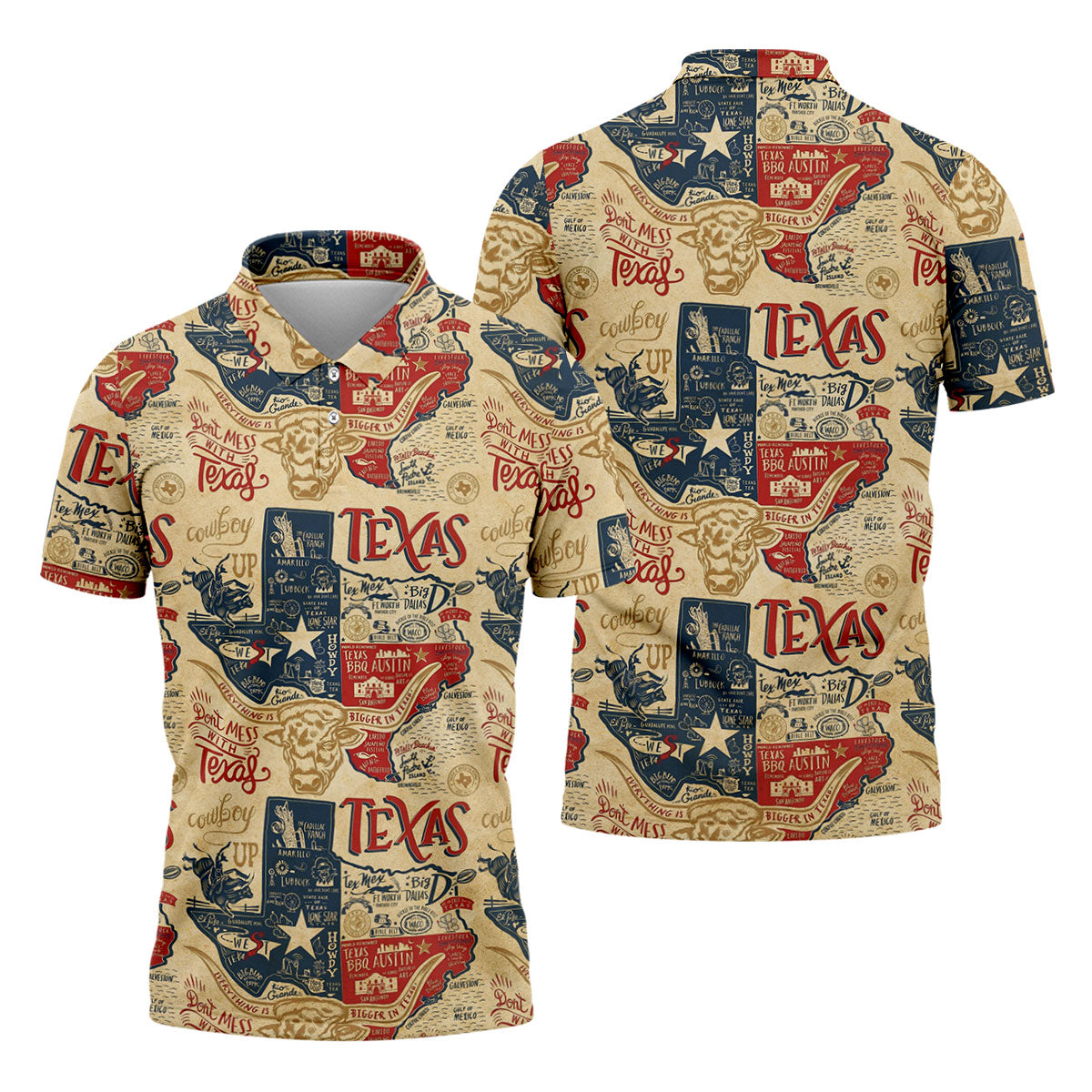 Don't Mess With Texas Western Theme Old West Golf Tops For Men, Polo ShirtFor Men, Golf Shirts For Men