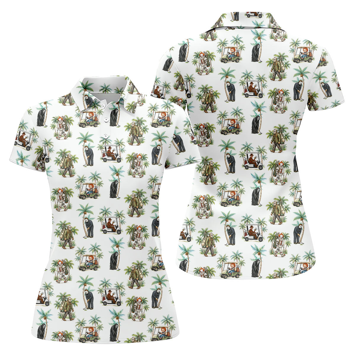 Tropical Horror Character Halloween Golf Shirt, Golf Polo For Women, Women's Golf Apparel