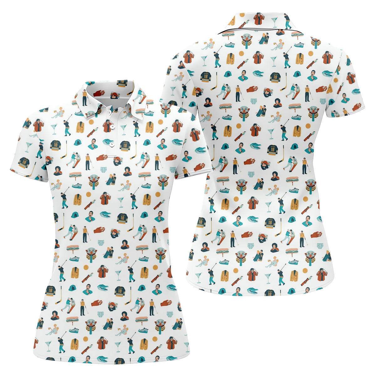 30th Anniversary Sport Movie Character White Golf Shirt, Fun Women's Golf Shirts, Ladies Golf Shirt