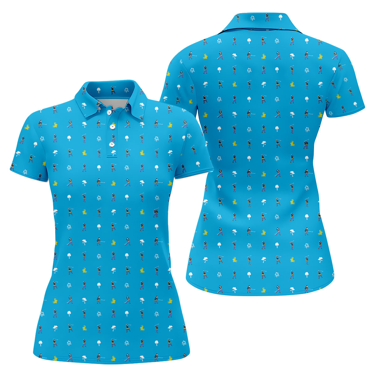 30th Anniversary Sport Movie Character Blue Golf Shirt, Fun Women's Golf Shirts, Ladies Golf Shirt