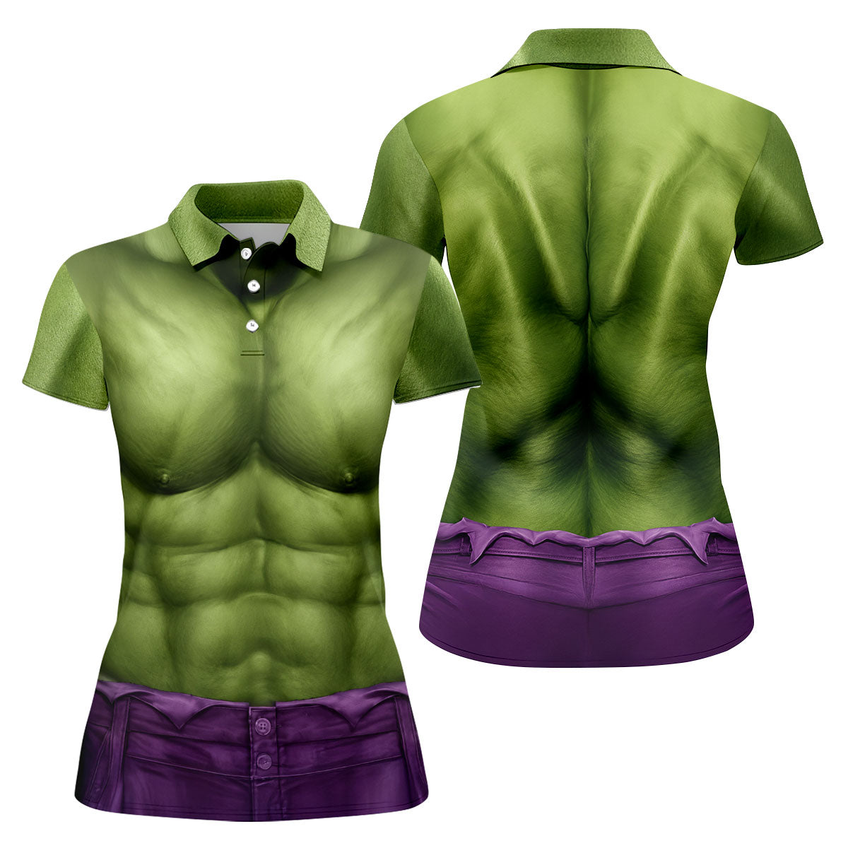 Halloween Green Muscle Illusion Golf Shirt, Women's Golf Polo, Ladies Golf Tops