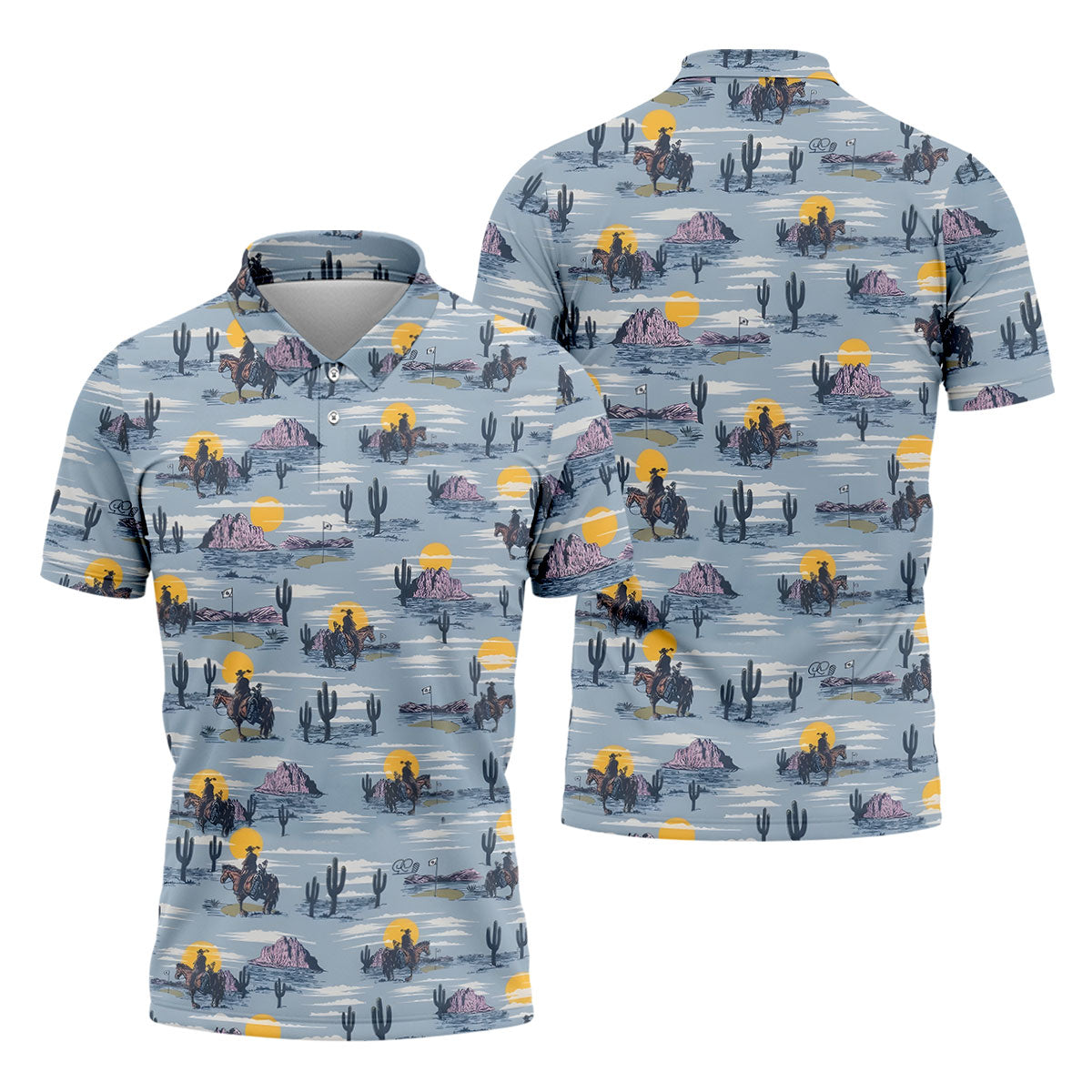Cowboy Silhouette Desert Sunset Western Golf Shirt, Polo ShirtFor Men, Golf Shirts For Men